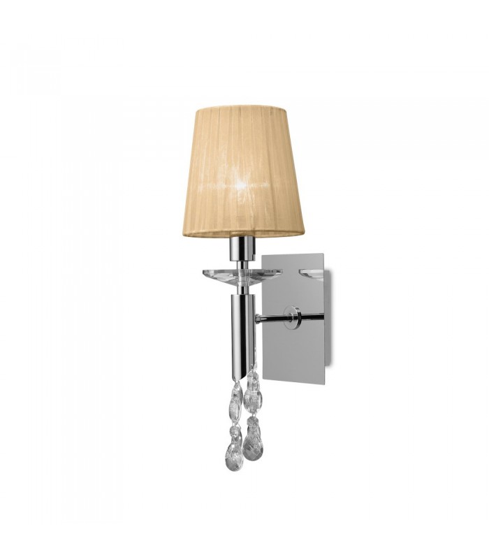 Wall Lamp Switched 1+1 Light E14+G9, Polished Chrome with White Shade & Clear Crystal - 4