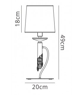 Table Lamp 1+1 Light E14+G9, Polished Chrome with White Shade & Clear Crystal - 2