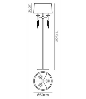 Floor Lamp 3+3 Light E27+G9, Polished Chrome with White Shade & Clear Crystal - 2