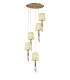 Ceiling Cluster Pendant 5+5 Light E27+G9 Spiral, Antique Brass with Soft Bronze Shades & Clear Crystal - 3