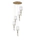 Ceiling Cluster Pendant 5+5 Light E27+G9 Spiral, Antique Brass with Soft Bronze Shades & Clear Crystal - 4