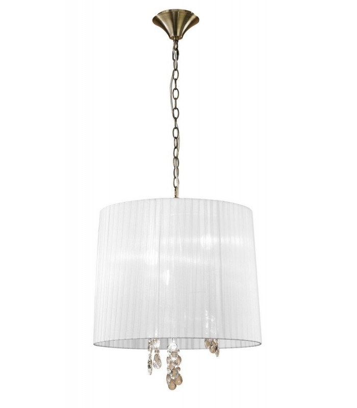 Ceiling Pendant 3+3 Light E14+G9, Antique Brass with Soft Bronze Shade & Clear Crystal - 4