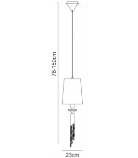 Ceiling Pendant 1+1 Light E27+G9, Antique Brass with Soft Bronze Shade & Clear Crystal - 2