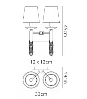 Wall Lamp Switched 2+2 Light E14+G9, Antique Brass with Soft Bronze Shades & Clear Crystal - 2
