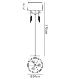 Floor Lamp 3+3 Light E27+G9, Antique Brass with Soft Bronze Shade & Clear Crystal - 2