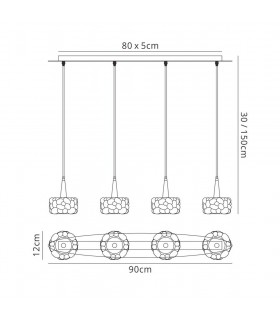 Ceiling Pendant 4 Light G9 Line, Polished Chrome - 2