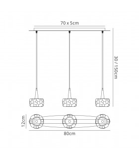 Ceiling Pendant 3 Light G9 Line Small, Polished Chrome - 2