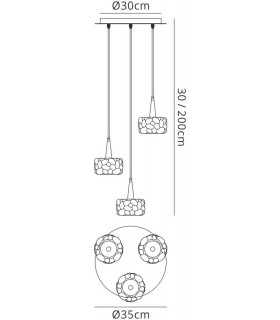Ceiling Cluster Pendant 3 Light G9, Polished Chrome - 2
