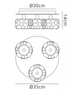 Flush Cluster Ceiling 3 Light G9 Small, Polished Chrome - 2