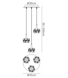 Ceiling Cluster Pendant 3 Light G9 Round, Polished Chrome - 2