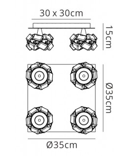 Flush Ceiling 4 Light G9 Square, Polished Chrome - 2