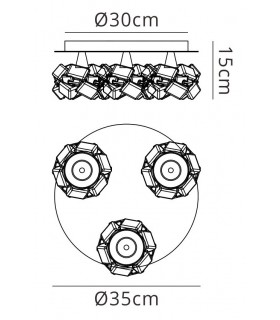 Flush Ceiling 3 Light G9 Round Small, Polished Chrome - 2