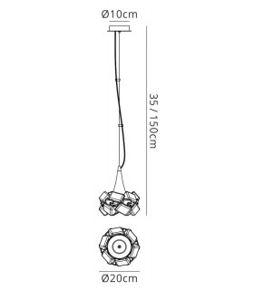 Ceiling Pendant 1 Light E27 Large, Polished Chrome - 2