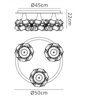 Flush Ceiling 3 Light E27 Round Large, Polished Chrome - 2