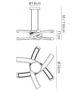 Ceiling Pendant 36W LED 3000K, 3600lm, Gloss White, White Acrylic, Polished Chrome - 2