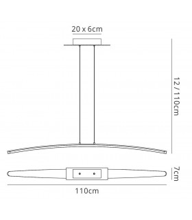 Ceiling Pendant 28W LED 110cm Bar 3000K, 1800lm, Satin Aluminium, Frosted Acrylic - 2