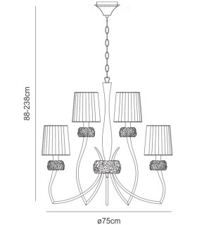 2 Tier Ceiling Pendant 6+3 Light E14, Polished Chrome with White Shades - 2