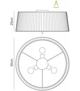 Flush Ceiling 3 Light E27, Polished Chrome with White Shade - 2