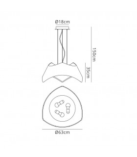 Ceiling Pendant 3 Light E27, Beech, Polished Chrome - 2