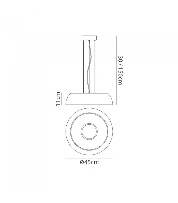 Ceiling Pendant Small, 3 Light E27 Max 20W, 45cm, Matt White, Silver, White Acrylic - 2