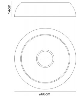 Flush Ceiling Large, 5 Light E27 Max 20w, Cylindrical 60cm, Matt White, Silver, White Acrylic - 2
