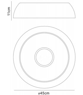 Flush Ceiling Small LED 3000K, 1800lm, Matt Black, Silver, White Acrylic - 2