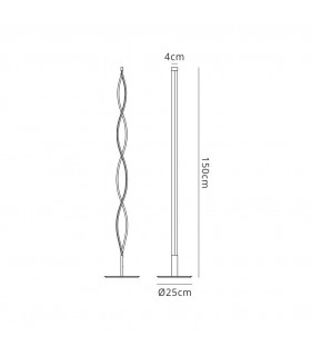 Floor Lamp 21W LED 3000K, 1470lm, Silver, Frosted Acrylic, Polished Chrome - 2