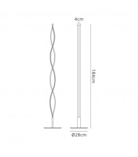 Floor Lamp 28W LED 3000K, 2200lm, Dimmable Silver, Frosted Acrylic, Polished Chrome - 2