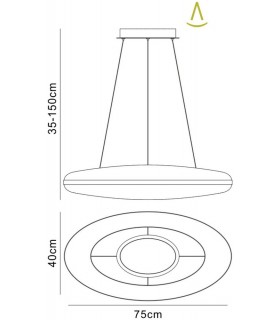 Ceiling Pendant 80W LED 3000K, 6400lm, Polished Chrome, Frosted Acrylic - 2