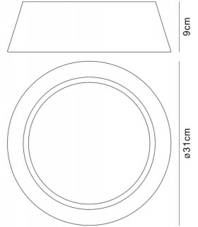 Flush Ceiling, 2 Light E27, Cylindrical 32cm, White Acrylic with Ivory White Shade - 2