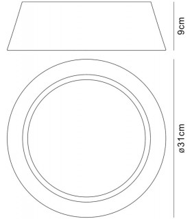 Flush Ceiling, 2 Light E27 Cylindrical 32cm, White Acrylic with Black Shade - 2