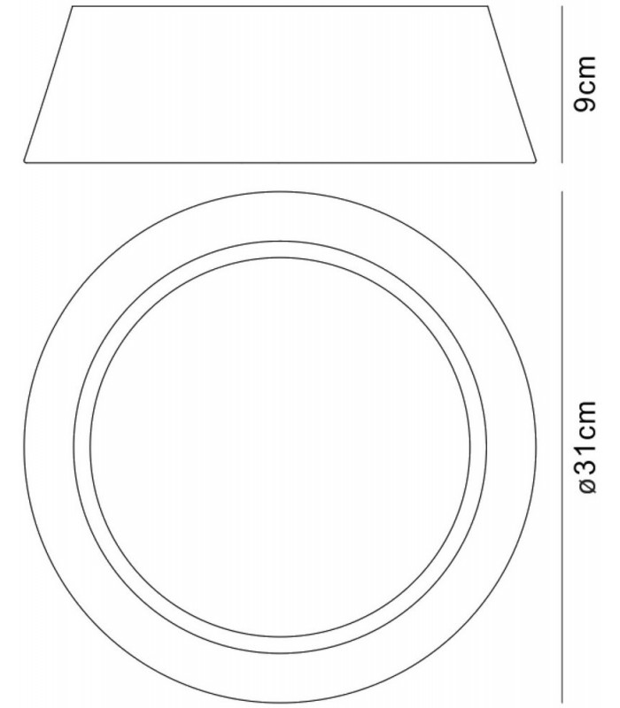 Flush Ceiling, 2 Light E27 Cylindrical 32cm, White Acrylic with Black Shade - 2