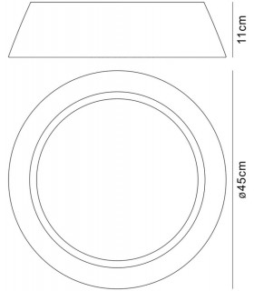 Flush Ceiling, 3 Light E27, Cylindrical 45cm, White Acrylic with Black Shade - 2