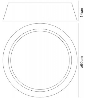 Flush Ceiling, 5 Light E27, Cylindrical 60cm, White Acrylic with Black Shade - 2