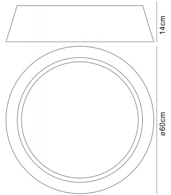 Flush Ceiling, 5 Light E27, Cylindrical 60cm, White Acrylic with Black Shade - 2
