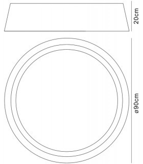 Flush Ceiling LED, Cylindrical 90cm Black 3000K, 4200lm, White Acrylic with Black Shade - 2