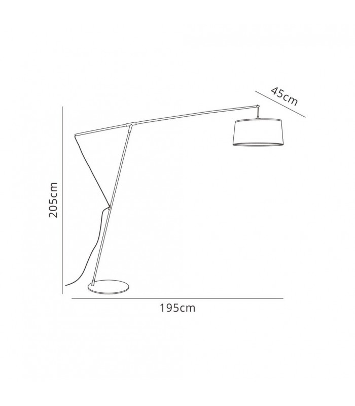 Arch Floor Lamp E27 with Black Shade, Black, Polished Chrome - 2