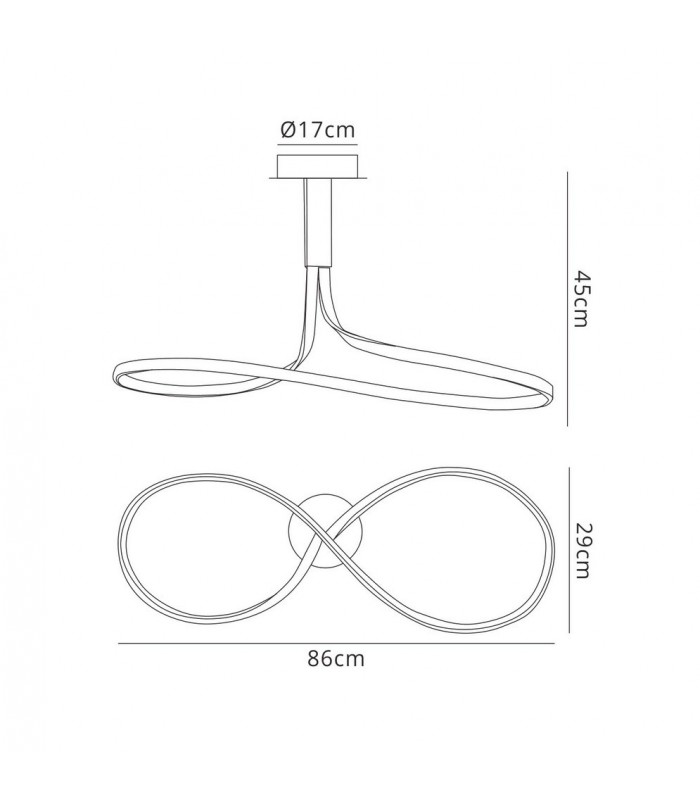 Semi Flush Ceiling 40W LED 3000K, 3200lm, Silver, Frosted Acrylic, Polished Chrome - 2