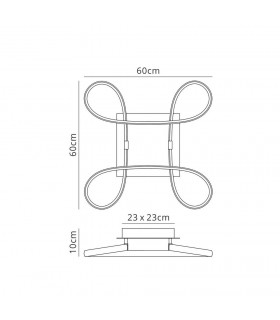 Flush Ceiling 40W LED 4 Looped Arms 3000K, 3100lm, Silver, Frosted Acrylic, Polished Chrome - 2