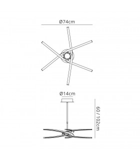 Semi Flush Ceiling 45W LED Curved Arms 3000K, 3150lm, Silver, Frosted Acrylic, Polished Chrome - 2