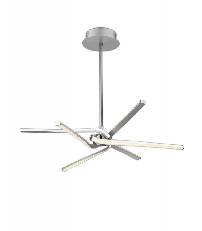 Semi Flush Ceiling 45W LED Curved Arms 3000K, 3150lm, Silver, Frosted Acrylic, Polished Chrome - 3