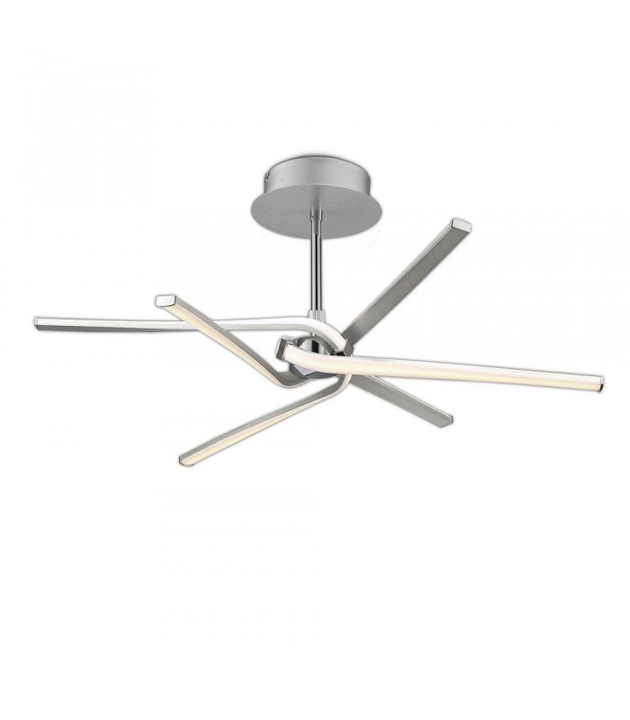Semi Flush Ceiling 45W LED Curved Arms 3000K, 3150lm, Silver, Frosted Acrylic, Polished Chrome - 4