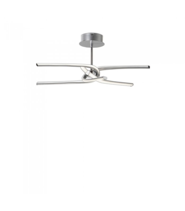 Semi Flush Ceiling 45W LED Curved Arms 3000K, 3150lm, Dimmable, Silver, Frosted Acrylic, Polished Chrome - 3