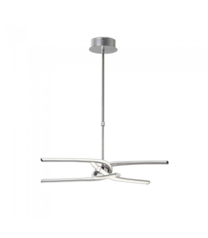 Semi Flush Ceiling 45W LED Curved Arms 3000K, 3150lm, Dimmable, Silver, Frosted Acrylic, Polished Chrome - 4