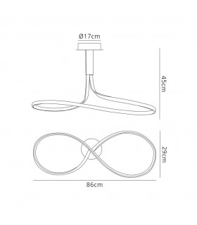Semi Flush Ceiling 40W LED 3000K, 3200lm, Dimmable Silver, Frosted Acrylic, Polished Chrome - 2