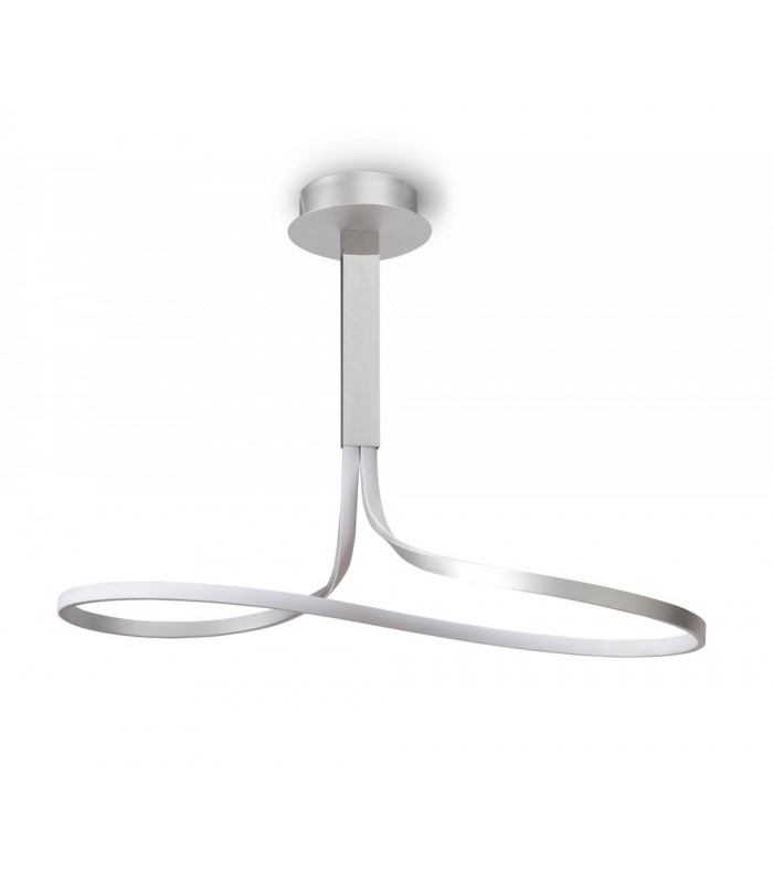 Semi Flush Ceiling Tall 40W LED 3000K, 3200lm, Dimmable Silver, Frosted Acrylic, Polished Chrome - 3
