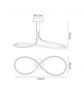 Semi Flush Ceiling 50W LED 3000K, 3900lm, Silver, Frosted Acrylic, Polished Chrome - 2