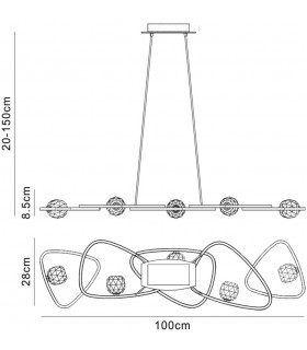 Ceiling Pendant 5 Light G9 Line, Polished Chrome - 2