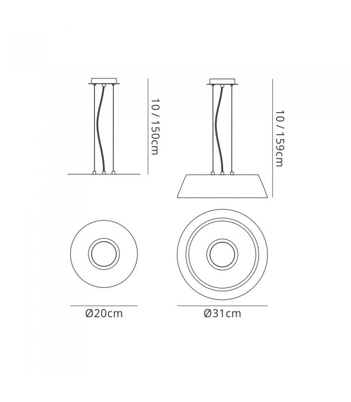 Ceiling Pendant Kit 31cm, Polished Chrome, White Acrylic - 2