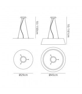 Ceiling Pendant Kit 43cm, Polished Chrome, White Acrylic - 2